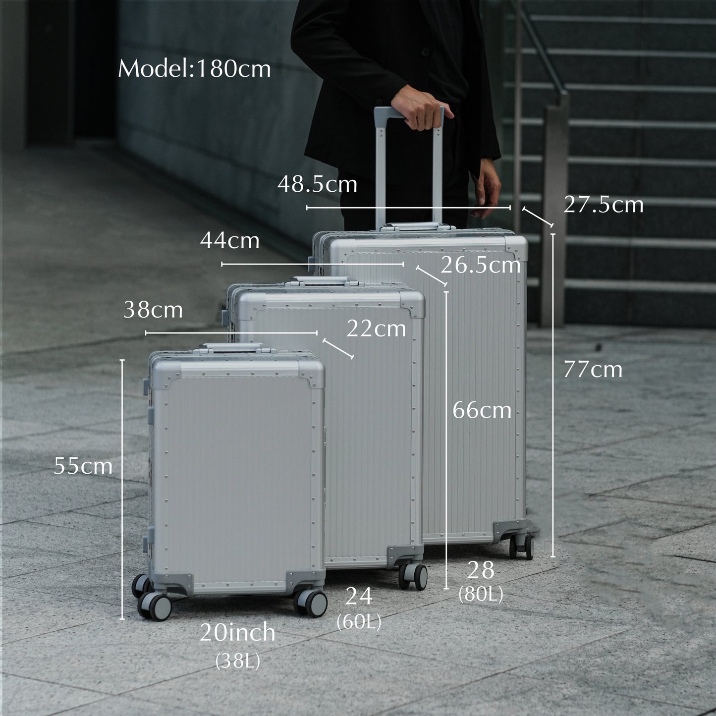 <Pre-Sale>Stripe Aluminum Suitcase(Silver)｜28inch