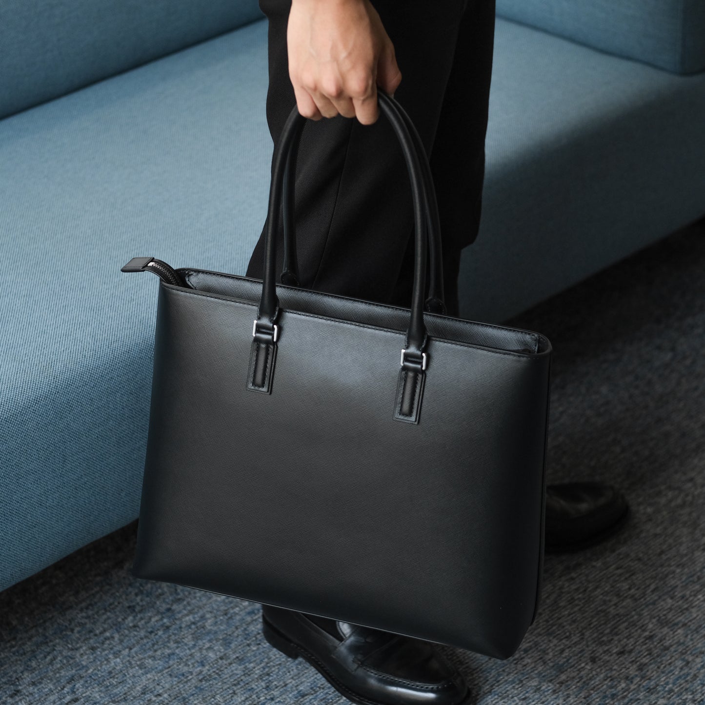 <アウトレット>Italian Saffiano Leather Tote (Black)