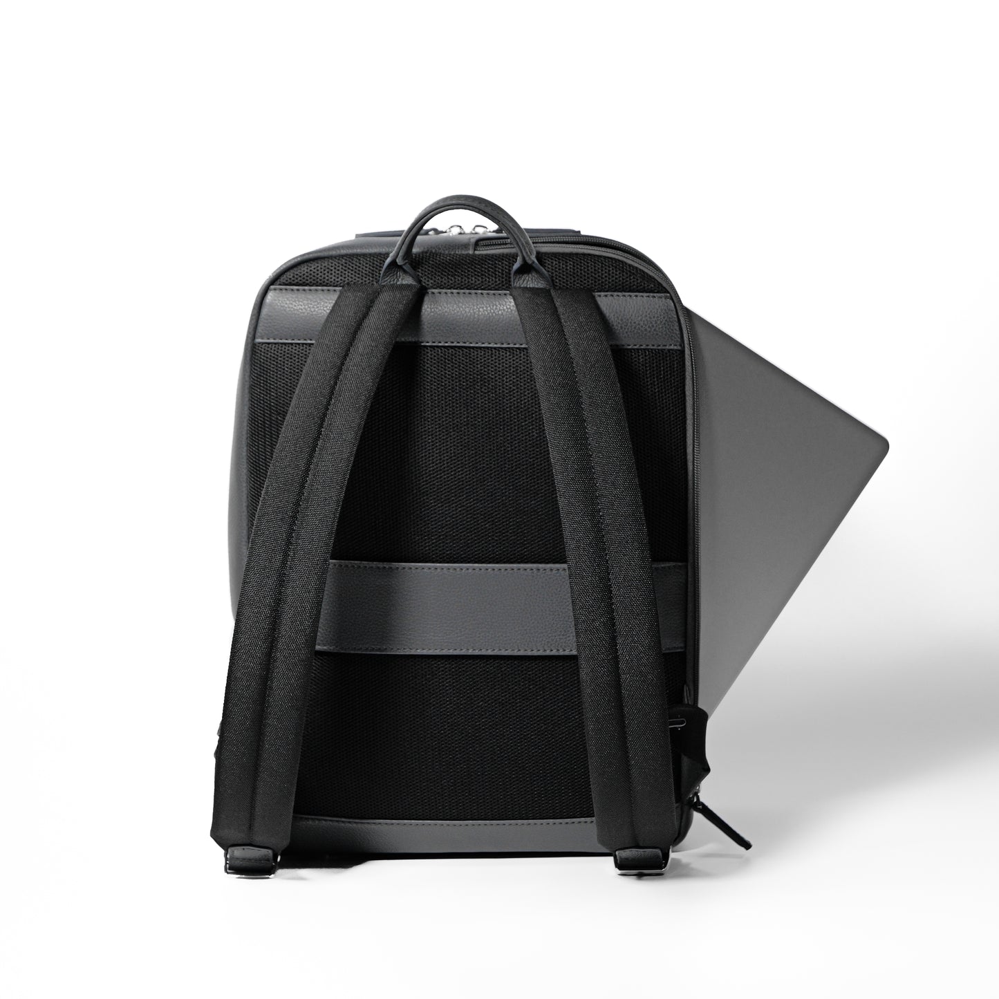 <アウトレット>Full Grain Leather Backpack (Navy-Nylon)