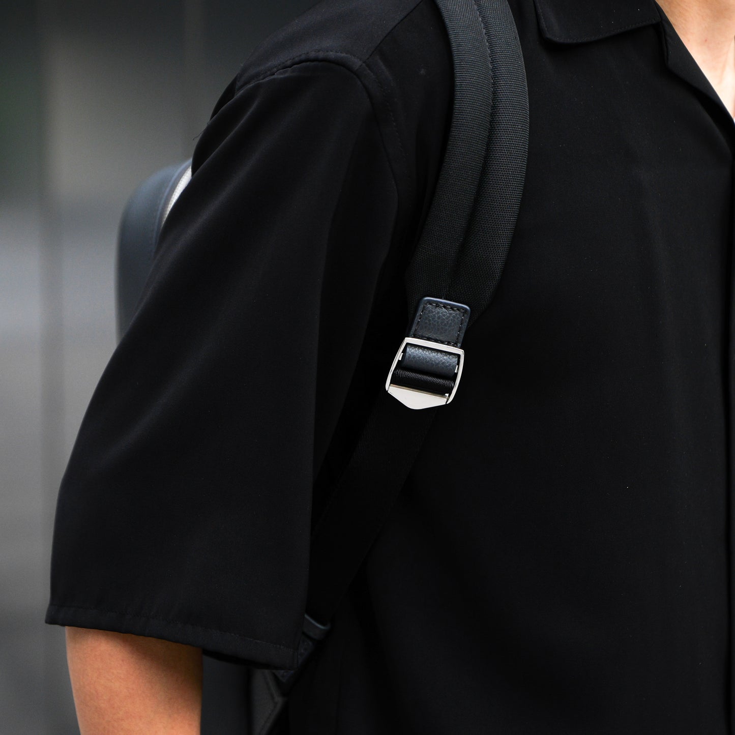 <アウトレット>Full Grain Leather Backpack (Grey-Nylon)