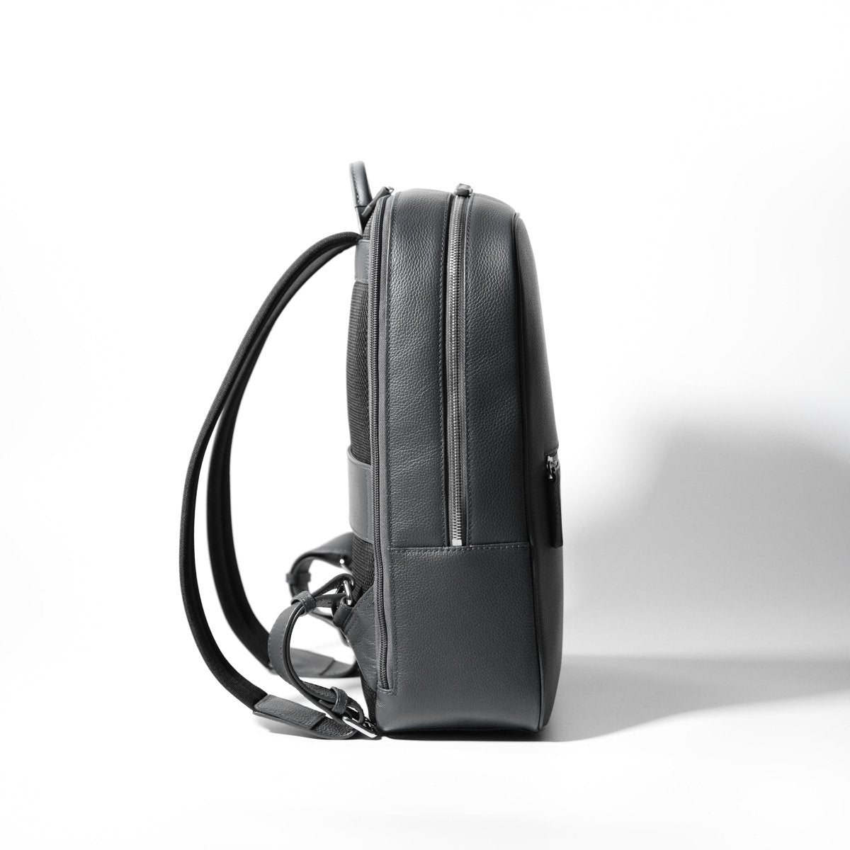 Full Grain Leather Backpack (Grey) - aucentic