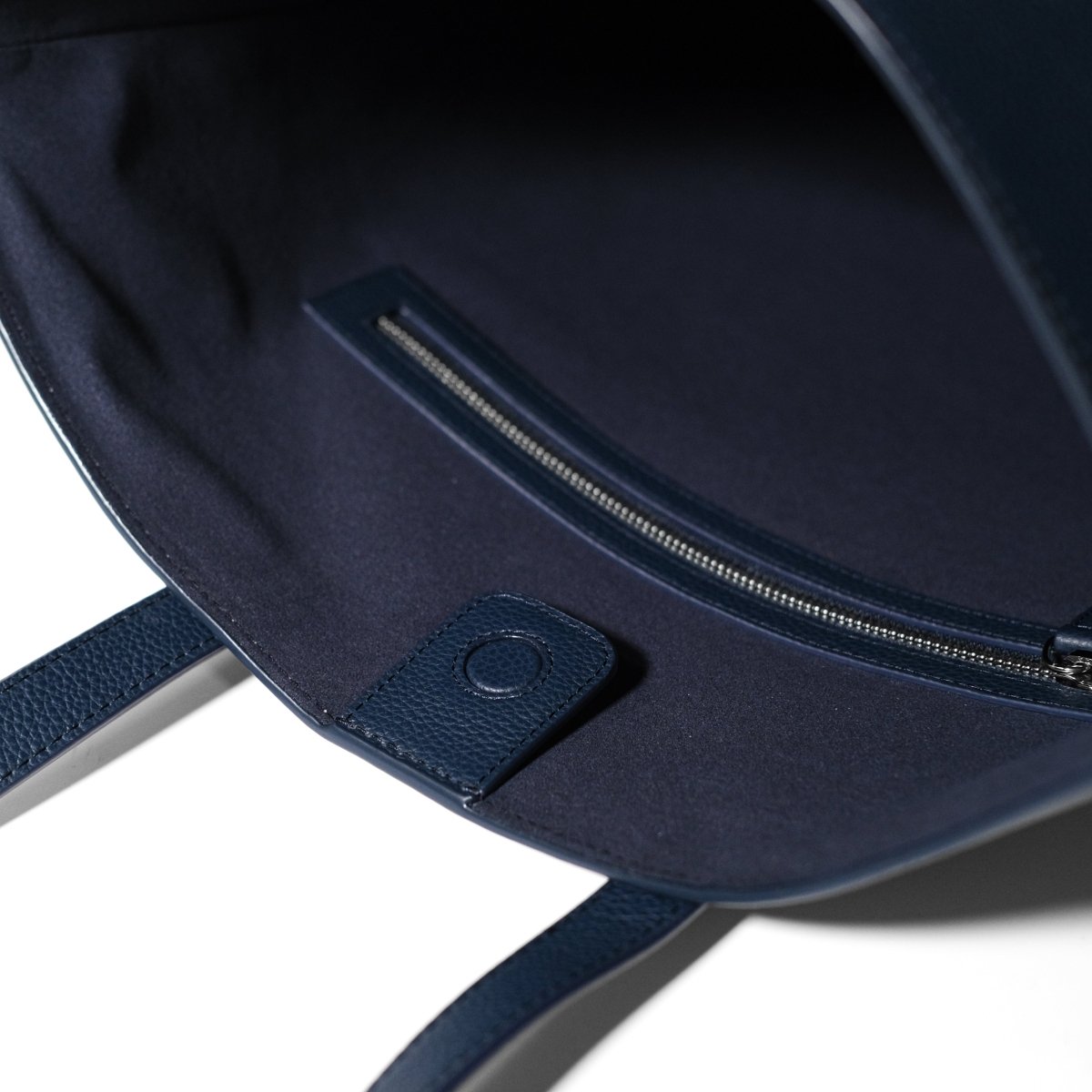 Italian Leather Casual Tote (Navy) - aucentic